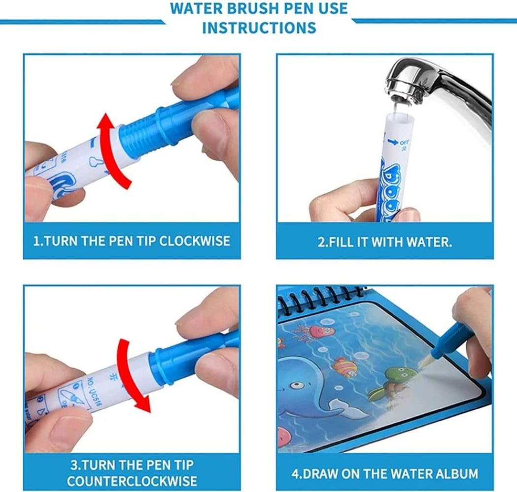 Reusable Magic Water Books With Water Pens (Pack Of 4)