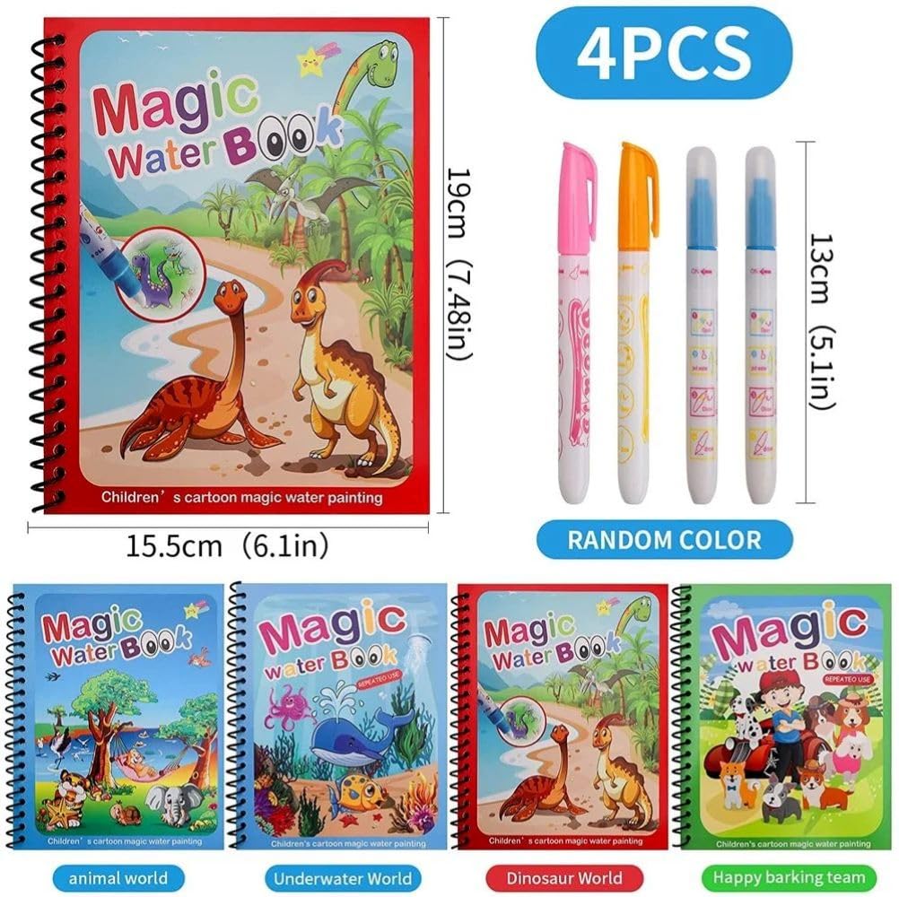 Reusable Magic Water Books With Water Pens (Pack Of 4)